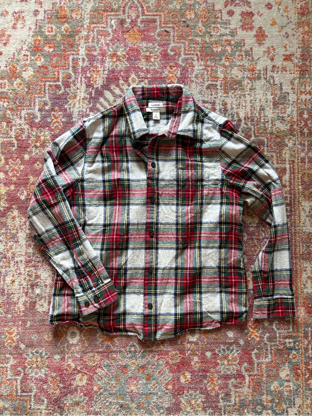 LL Bean plaid flannel button shirt